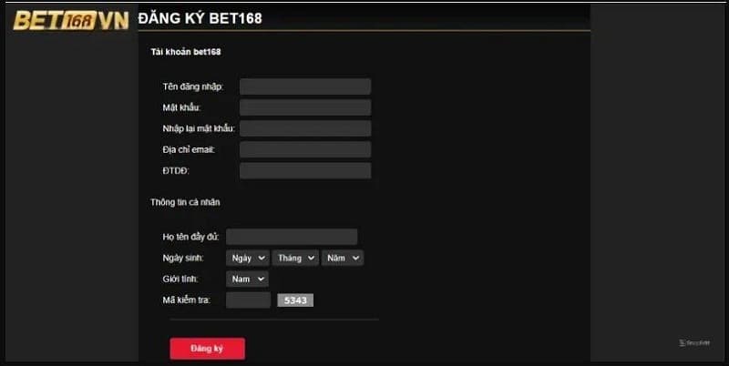 Đăng ký Bet168vn với thao tác đơn giản